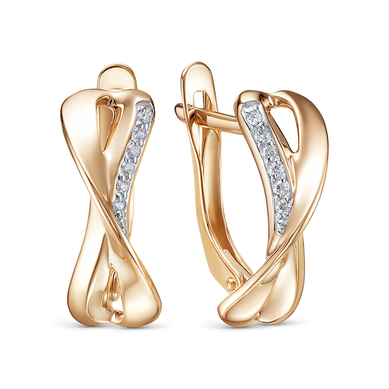 Ювелирное изделие - Серьги из красного золота с фианитами в магазине Best-Gold 142519