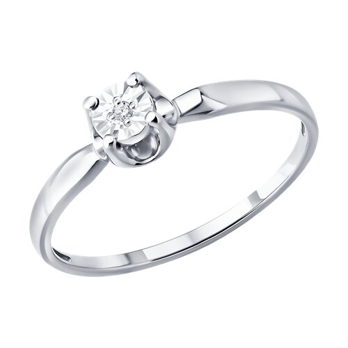 Кольцо помолвочное из белого золота с бриллиантом