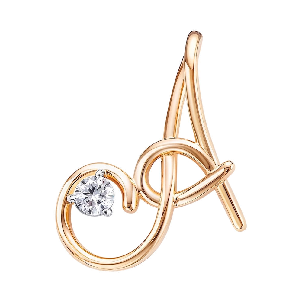 Ювелирное изделие - Подвеска из красного золота с фианитом в магазине Best-Gold 128046