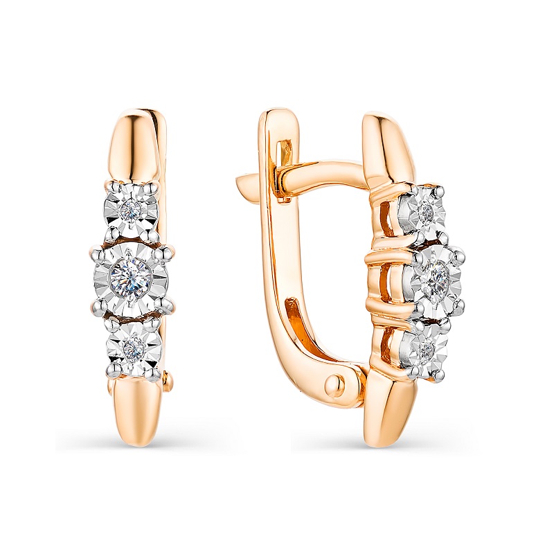 Ювелирное изделие - Серьги из красного золота с бриллиантами в магазине Best-Gold 016360