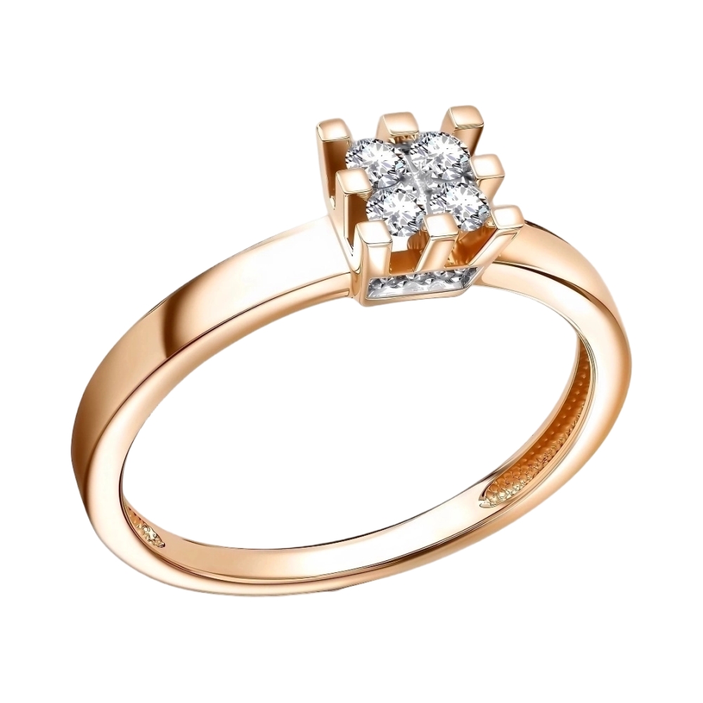 Ювелирное изделие - Кольцо в красном золоте с бриллиантом в магазине Best-Gold 132307