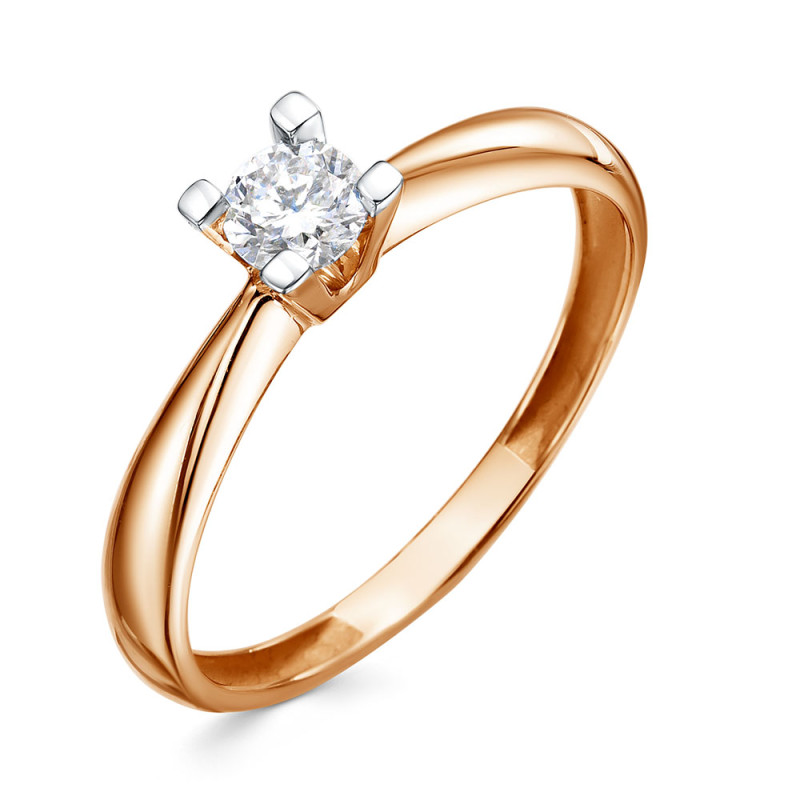 Кольцо помолвочное из красного золота с бриллиантом