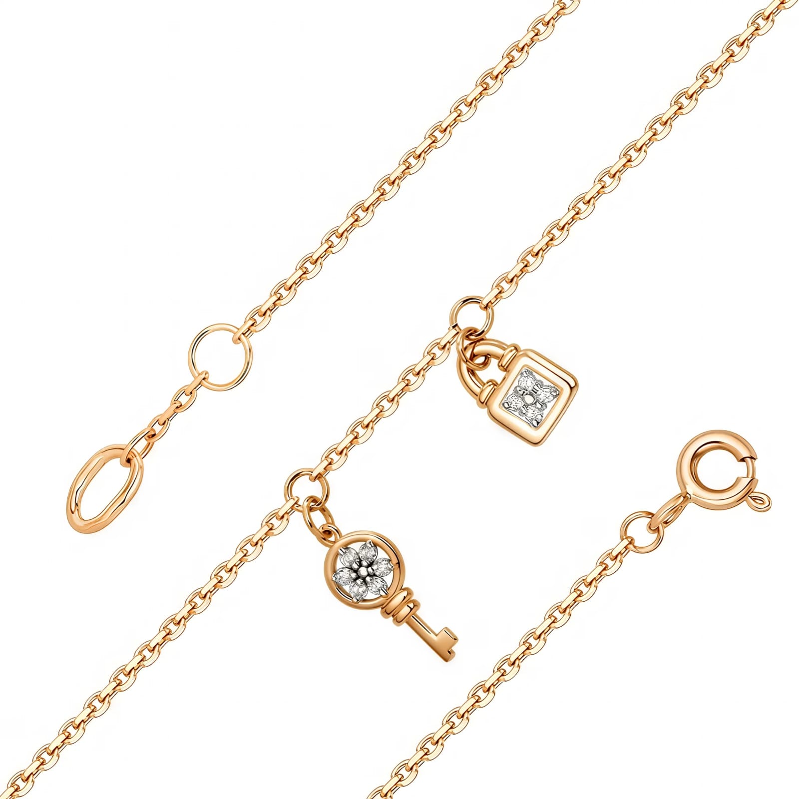 Браслет из красного золота с фианитами Ювелирное изделие - Браслет из красного золота с фианитами в магазине Best-Gold 155351