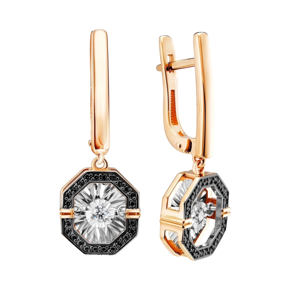 Серьги из красного золота с бриллиантами Ювелирное изделие - Серьги из красного золота с бриллиантами в магазине Best-Gold 027977