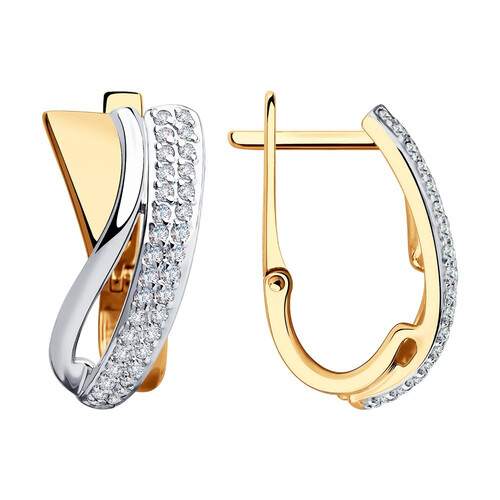 Серьги из комбинированного золота с фианитами Ювелирное изделие - Серьги из комбинированного золота с фианитами в магазине Best-Gold 050255