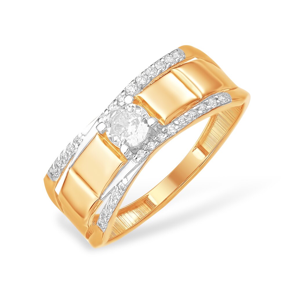 Кольцо из красного золота с фианитами Ювелирное изделие - Кольцо из красного золота с фианитами в магазине Best-Gold 107892