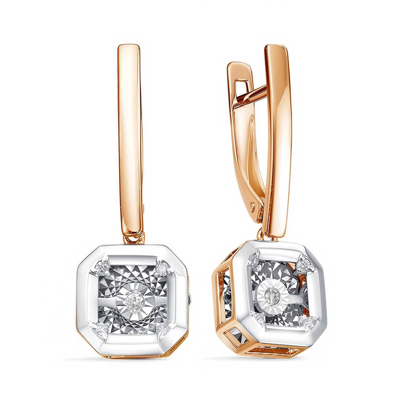 Серьги из красного золота с бриллиантами Ювелирное изделие - Серьги из красного золота с бриллиантами в магазине Best-Gold 156220