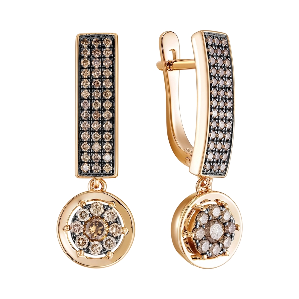 Ювелирное изделие - Серьги из жёлтого золота с бриллиантами в магазине Best-Gold 035175