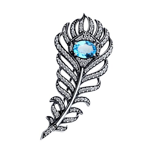 Ювелирное изделие - Брошь из серебра с топазом и фианитами в магазине Best-Gold 152610