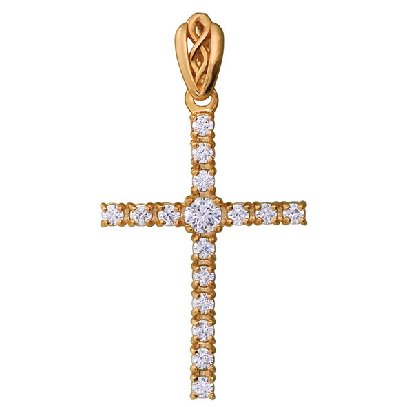 Крест из красного золота с бриллиантами Ювелирное изделие - Крест из красного золота с бриллиантами в магазине Best-Gold 043299