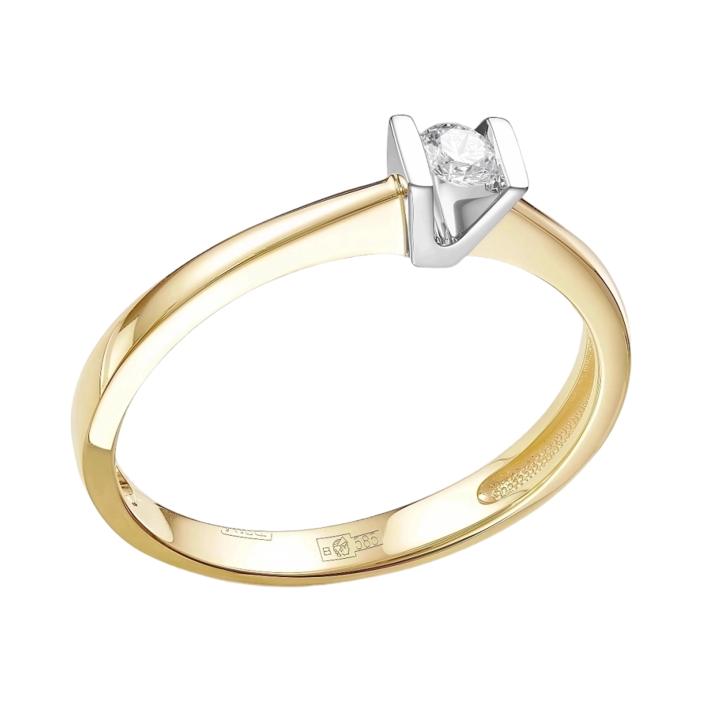 Кольцо помолвочное из комбинированного золота с бриллиантом Ювелирное изделие - Кольцо помолвочное из комбинированного золота с бриллиантом в магазине Best-Gold 064049