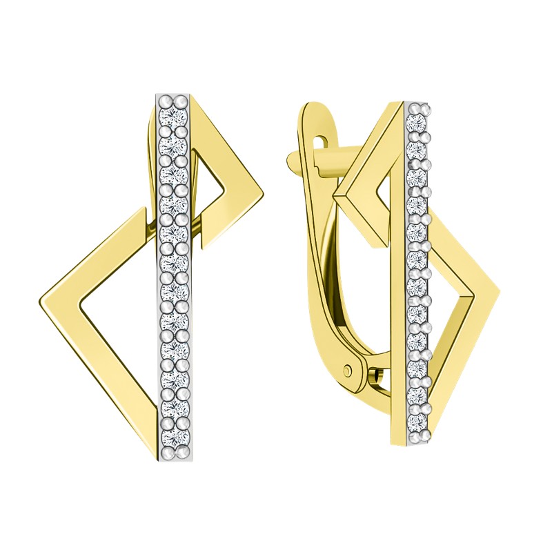 Ювелирное изделие - Серьги из желтого золота с фианитами в магазине Best-Gold 155956