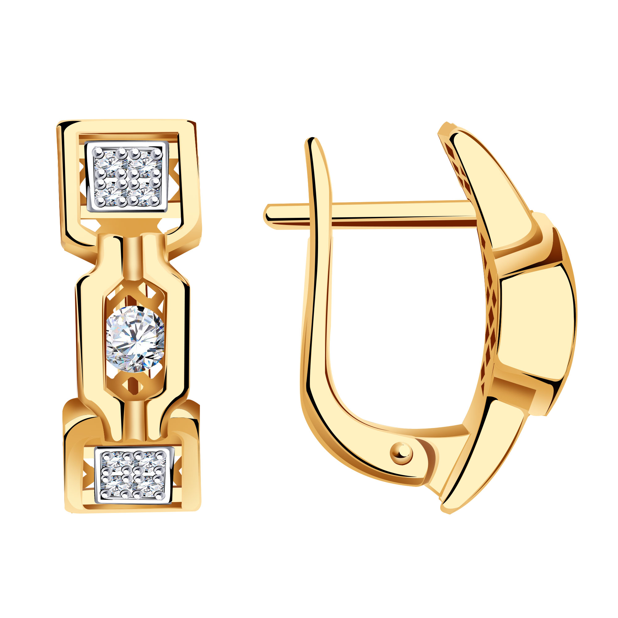 Ювелирное изделие - Серьги из красного золота с фианитами в магазине Best-Gold 147661