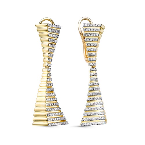 Серьги из желтого золота с бриллиантами Ювелирное изделие - Серьги из желтого золота с бриллиантами в магазине Best-Gold 144225