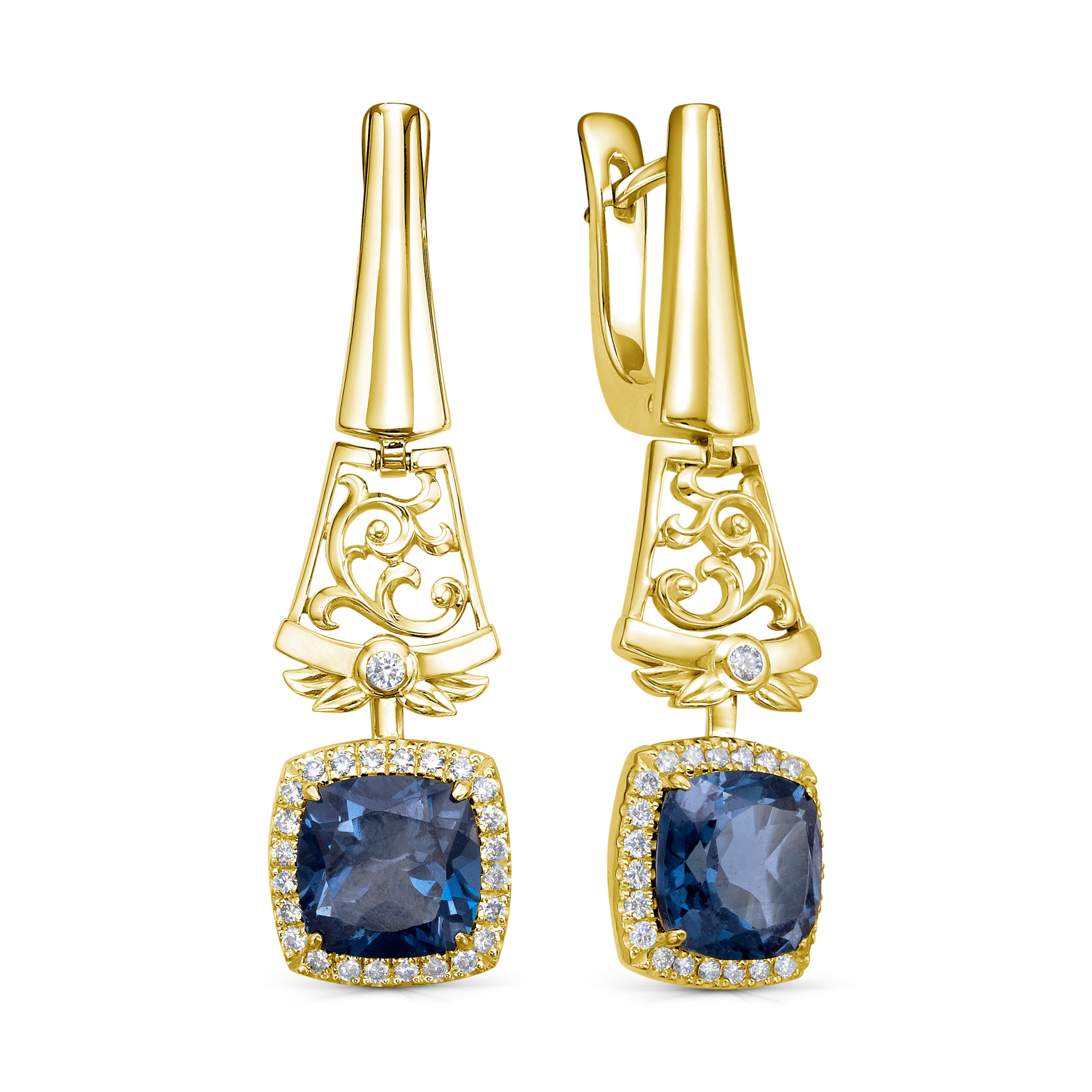 Серьги из желтого золота с бриллиантами Ювелирное изделие - Серьги из желтого золота с бриллиантами в магазине Best-Gold 141773