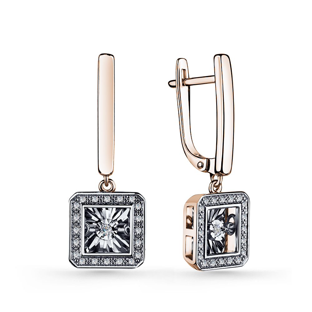 Ювелирное изделие - Серьги из красного золота с бриллиантами в магазине Best-Gold 149121