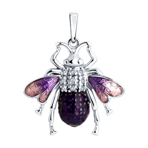 Подвеска из серебра с фианитами и эмалью Ювелирное изделие - Подвеска из серебра с фианитами и эмалью в магазине Best-Gold 123923