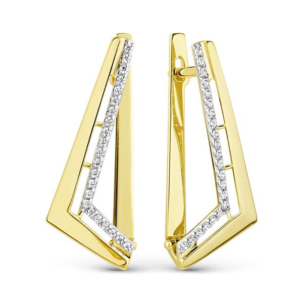 Серьги из жёлтого золота с фианитами Ювелирное изделие - Серьги из жёлтого золота с фианитами в магазине Best-Gold 102338