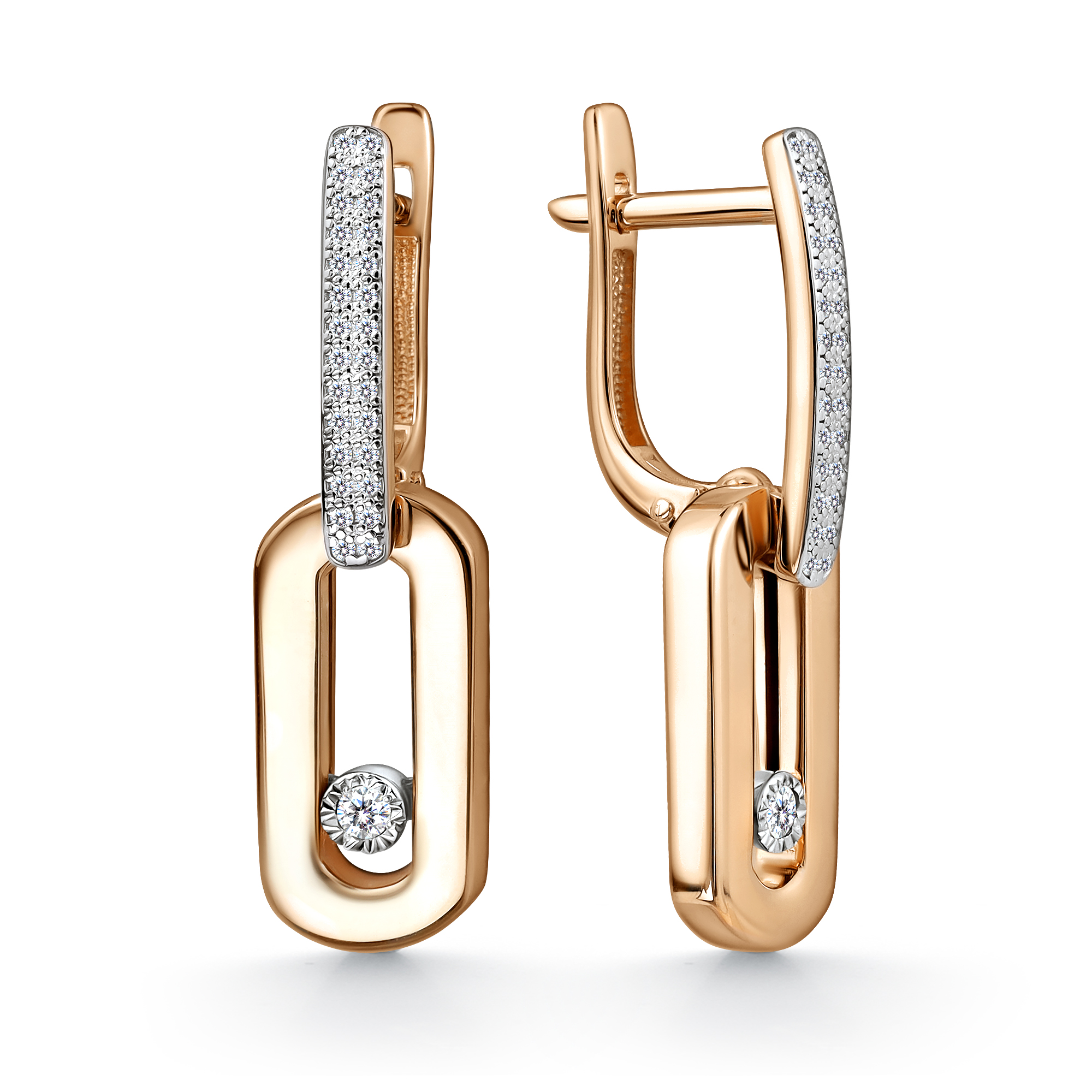 Серьги из красного золота с бриллиантами Ювелирное изделие - Серьги из красного золота с бриллиантами в магазине Best-Gold 149114