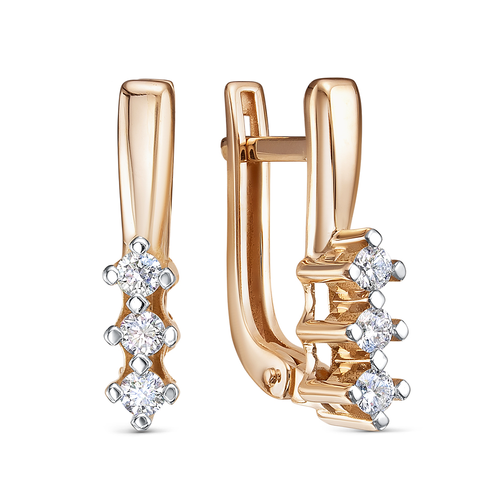 Серьги из красного золота с бриллиантами Ювелирное изделие - Серьги из красного золота с бриллиантами в магазине Best-Gold 035198