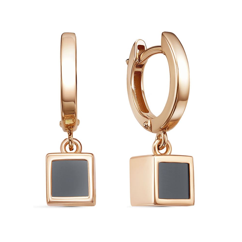 Ювелирное изделие - Серьги из красного золота с ониксом в магазине Best-Gold 147668