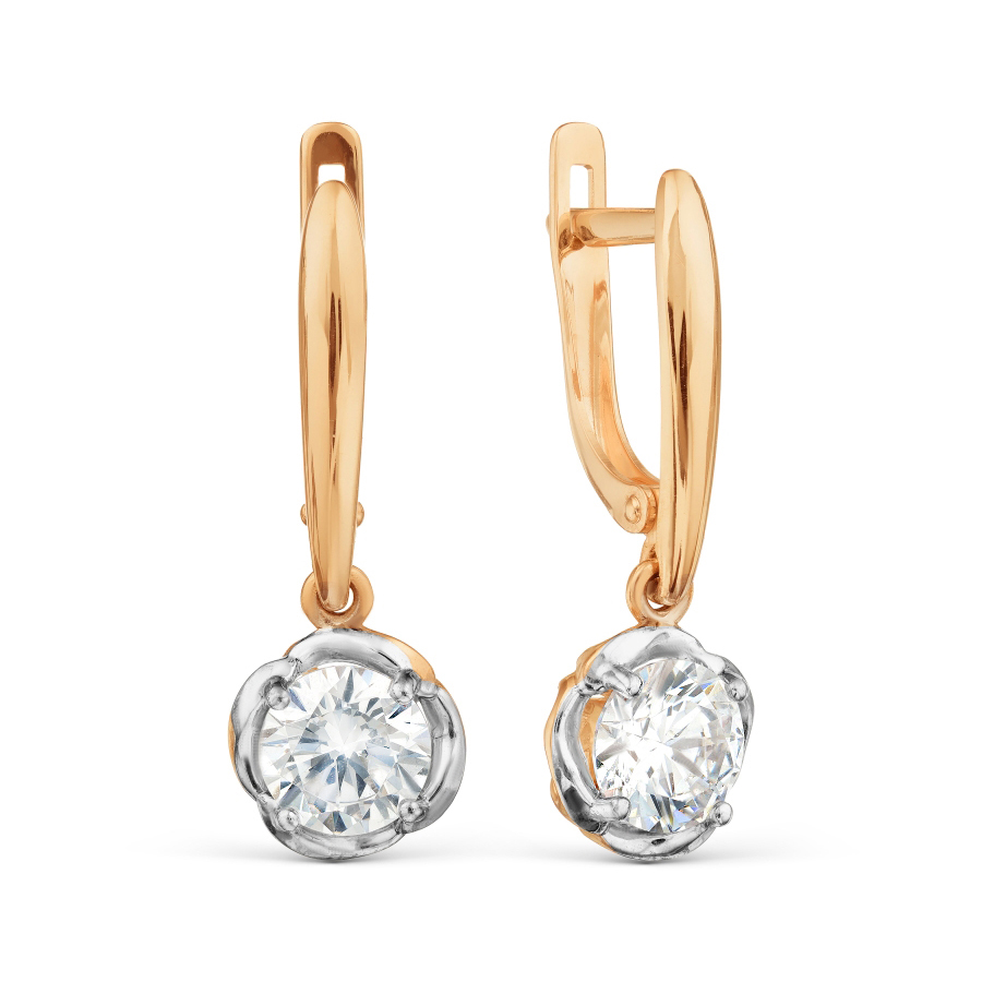 Серьги из красного золота с фианитами Ювелирное изделие - Серьги из красного золота с фианитами в магазине Best-Gold 009468