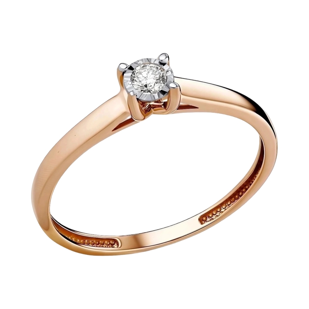 Ювелирное изделие - Кольцо помолвочное из красного золота с бриллиантом в магазине Best-Gold 034401