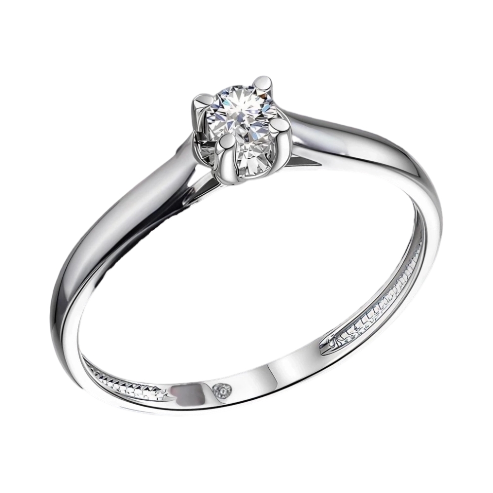 Ювелирное изделие - Кольцо из белого золота с бриллиантом в магазине Best-Gold 029112