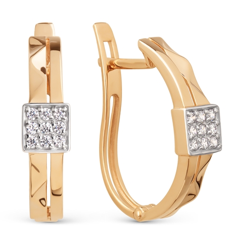 Серьги в красном золоте с фианитами Ювелирное изделие - Серьги в красном золоте с фианитами в магазине Best-Gold 129104