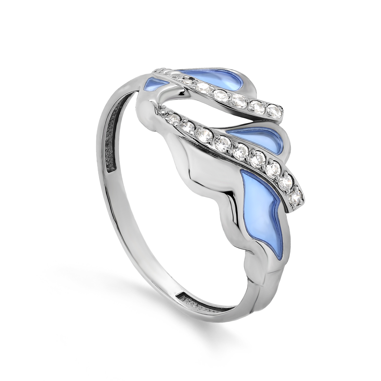 Ювелирное изделие - Кольцо из серебра с фианитами и эмалью в магазине Best-Gold 028434