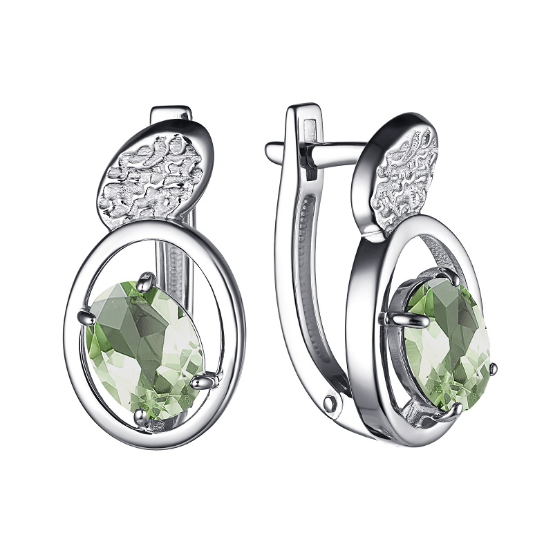 Серьги из серебра с празиолитом Ювелирное изделие - Серьги из серебра с празиолитом в магазине Best-Gold 146638