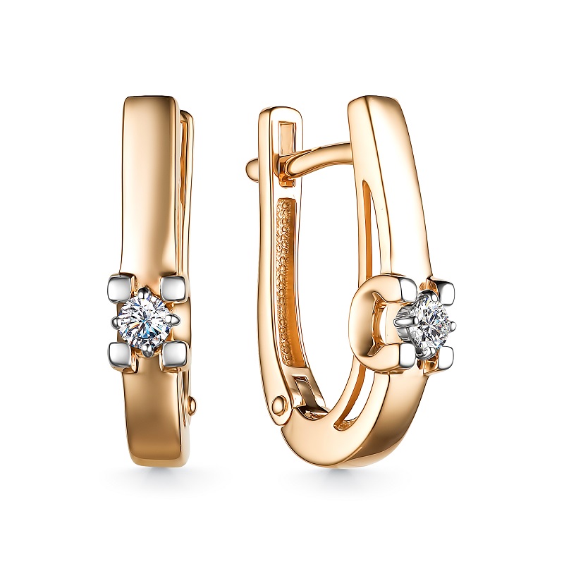 Ювелирное изделие - Серьги из красного золота с бриллиантами в магазине Best-Gold 154383