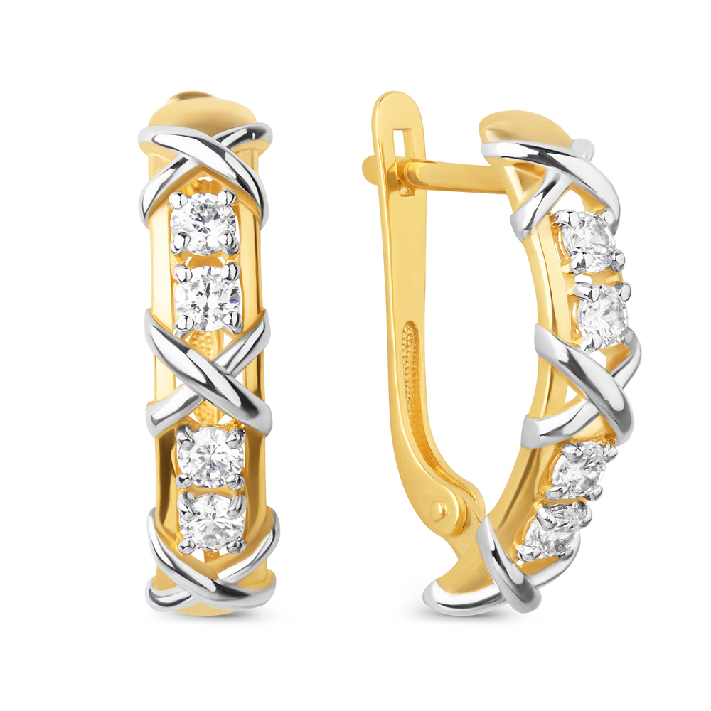 Ювелирное изделие - Серьги в желтом золоте с фианитами в магазине Best-Gold 129035