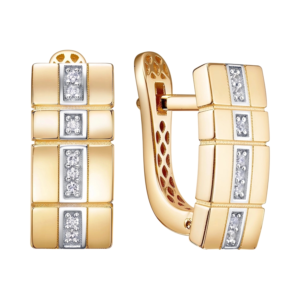 Серьги из желтого золота с фианитами Ювелирное изделие - Серьги из желтого золота с фианитами в магазине Best-Gold 156875