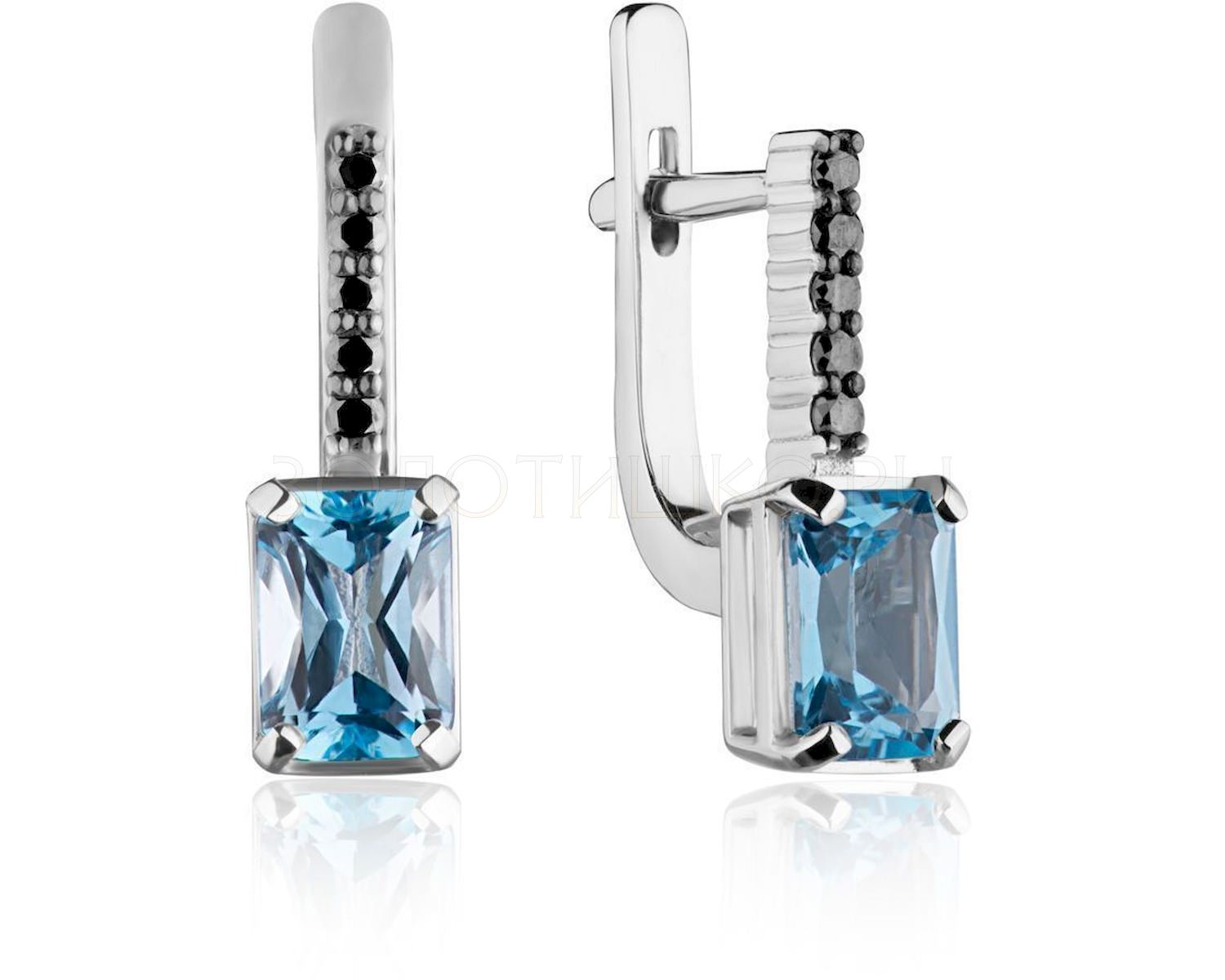 Ювелирное изделие - Серьги в белом золоте с топазом и бриллиантами в магазине Best-Gold 129828
