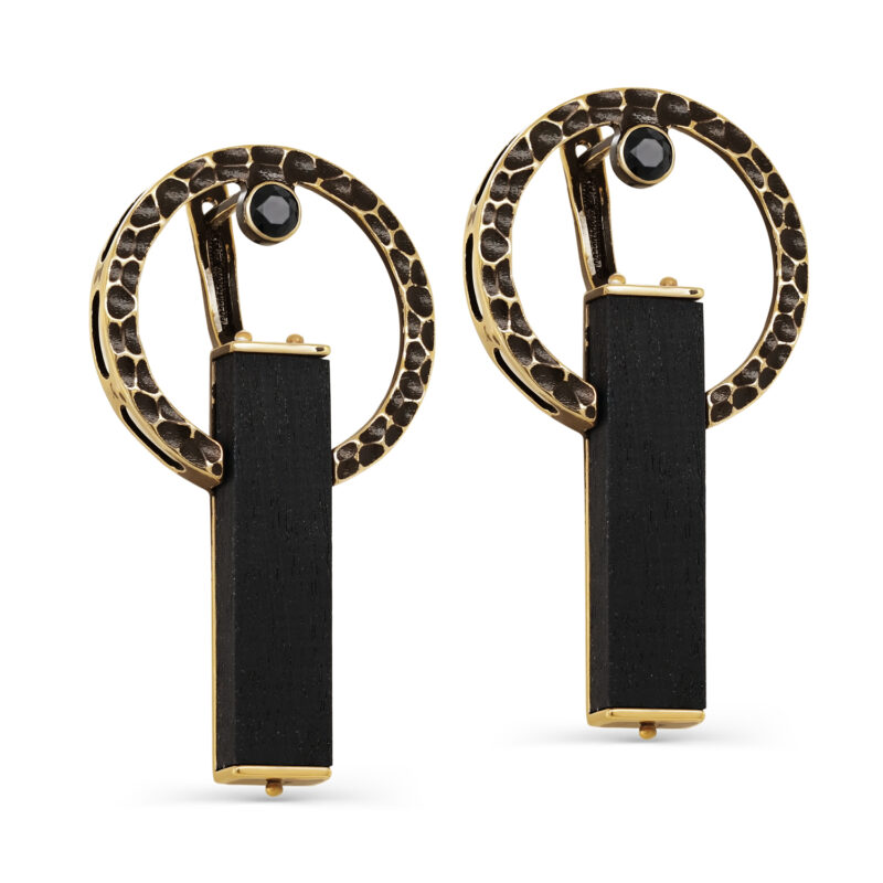 Серьги из серебра с деревом граб, фианитами и эмалью Ювелирное изделие - Серьги из серебра с деревом граб, фианитами и эмалью в магазине Best-Gold 028453