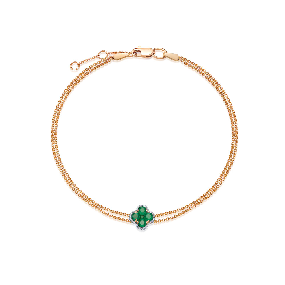 Браслет из красного золота с изумрудами и бриллиантами Ювелирное изделие - Браслет из красного золота с изумрудами и бриллиантами в магазине Best-Gold 033023