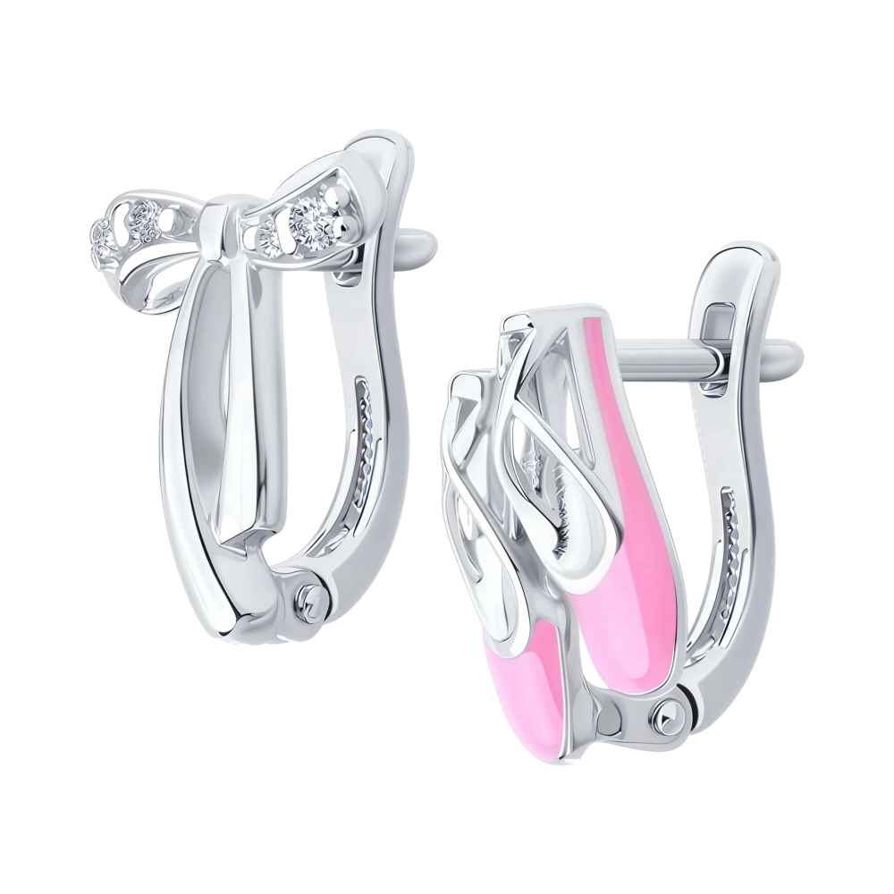 Серьги из серебра с фианитами и эмалью Ювелирное изделие - Серьги из серебра с фианитами и эмалью в магазине Best-Gold 152810