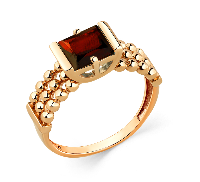 Кольцо из красного золота с гранатом Ювелирное изделие - Кольцо из красного золота с гранатом в магазине Best-Gold 080842