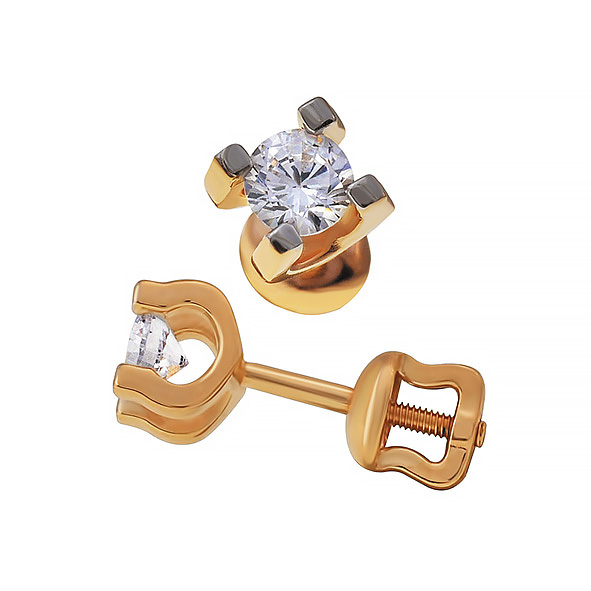 Серьги из красного золота с бриллиантами Ювелирное изделие - Серьги из красного золота с бриллиантами в магазине Best-Gold 153602