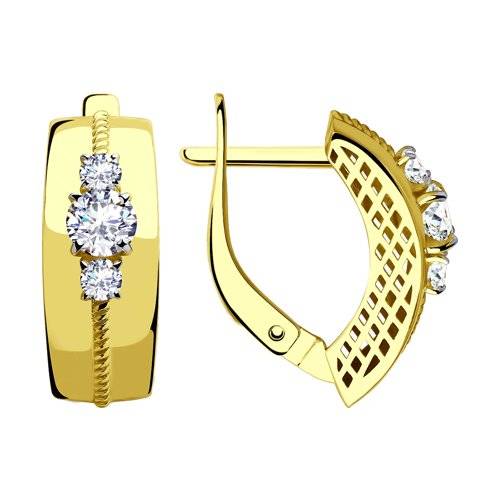 Ювелирное изделие - Серьги из жёлтого золота с фианитами в магазине Best-Gold 102347