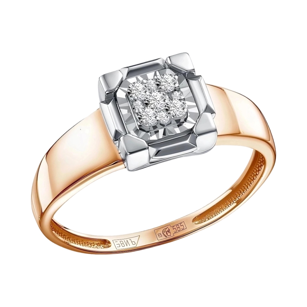 Ювелирное изделие - Кольцо из красного золота с бриллиантами в магазине Best-Gold 155435