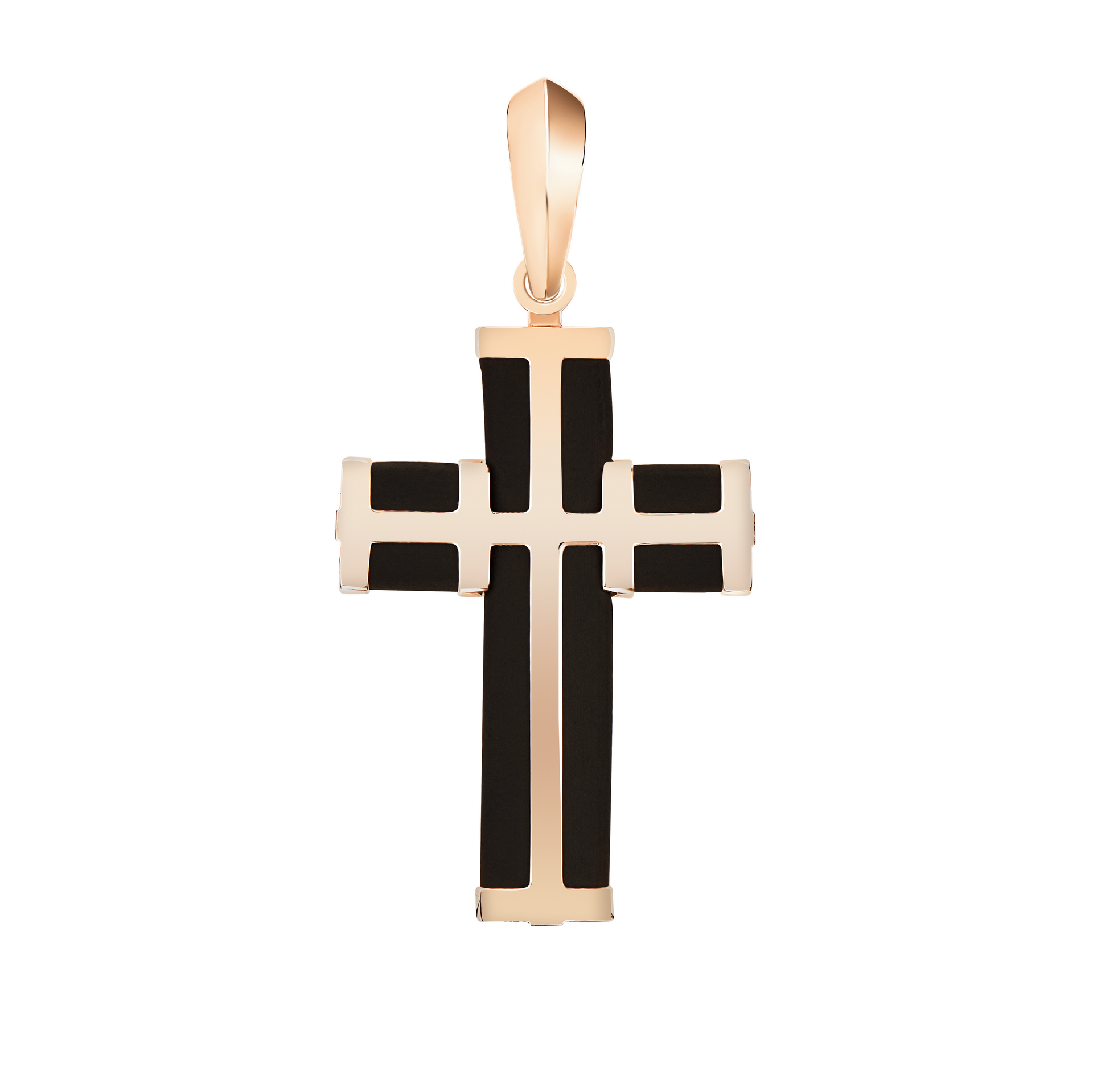 Крест из красного золота с каучуком Ювелирное изделие - Крест из красного золота с каучуком в магазине Best-Gold 139530