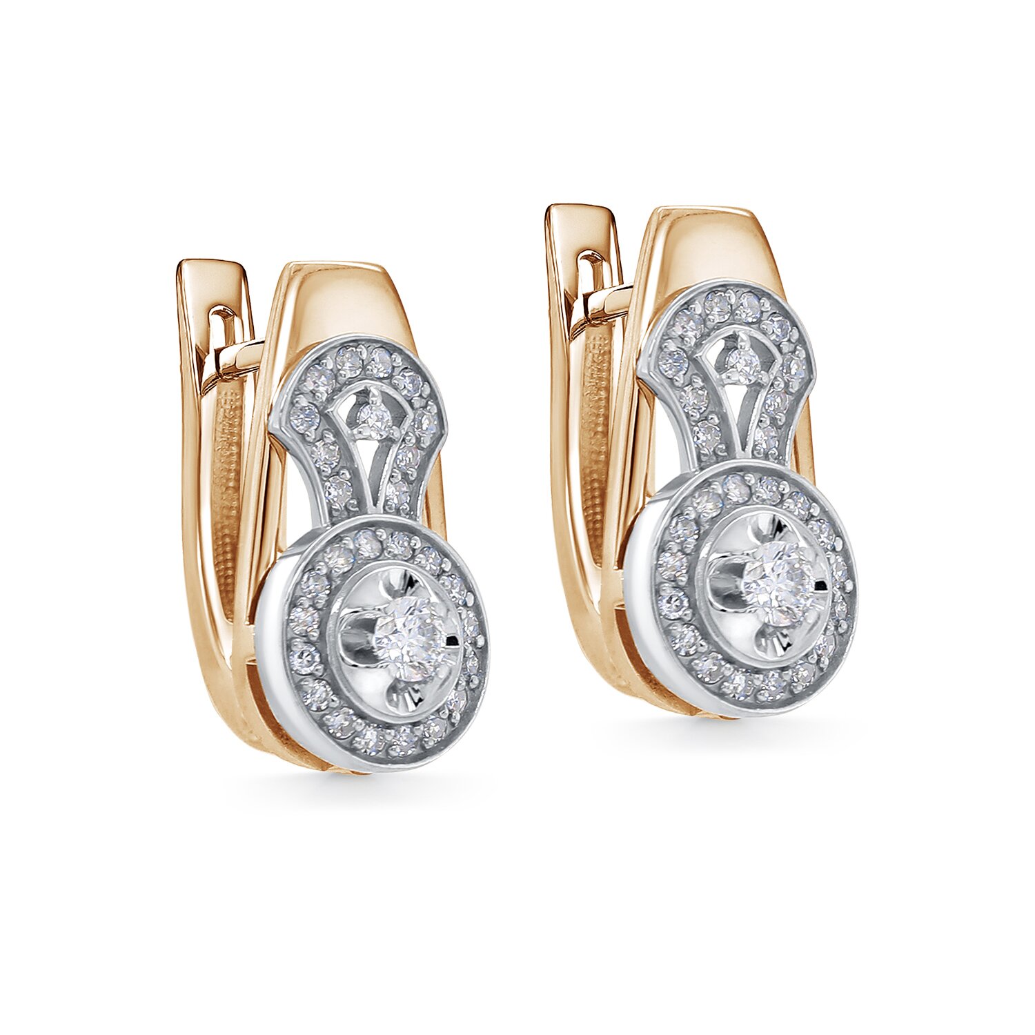 Серьги из красного золота с бриллиантами Ювелирное изделие - Серьги из красного золота с бриллиантами в магазине Best-Gold 150748