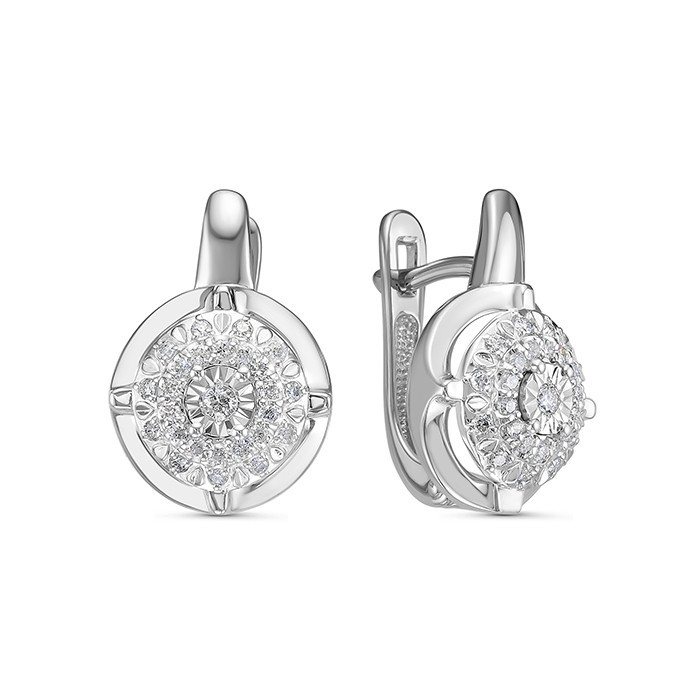 Серьги из белого золота с бриллиантами Ювелирное изделие - Серьги из белого золота с бриллиантами в магазине Best-Gold 046450