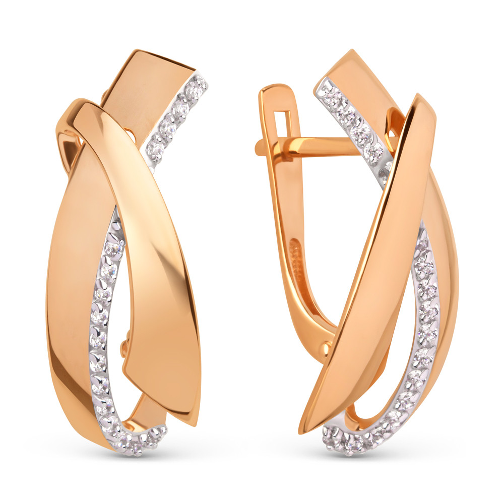 Серьги из красного золота с фианитами Ювелирное изделие - Серьги из красного золота с фианитами в магазине Best-Gold 107192