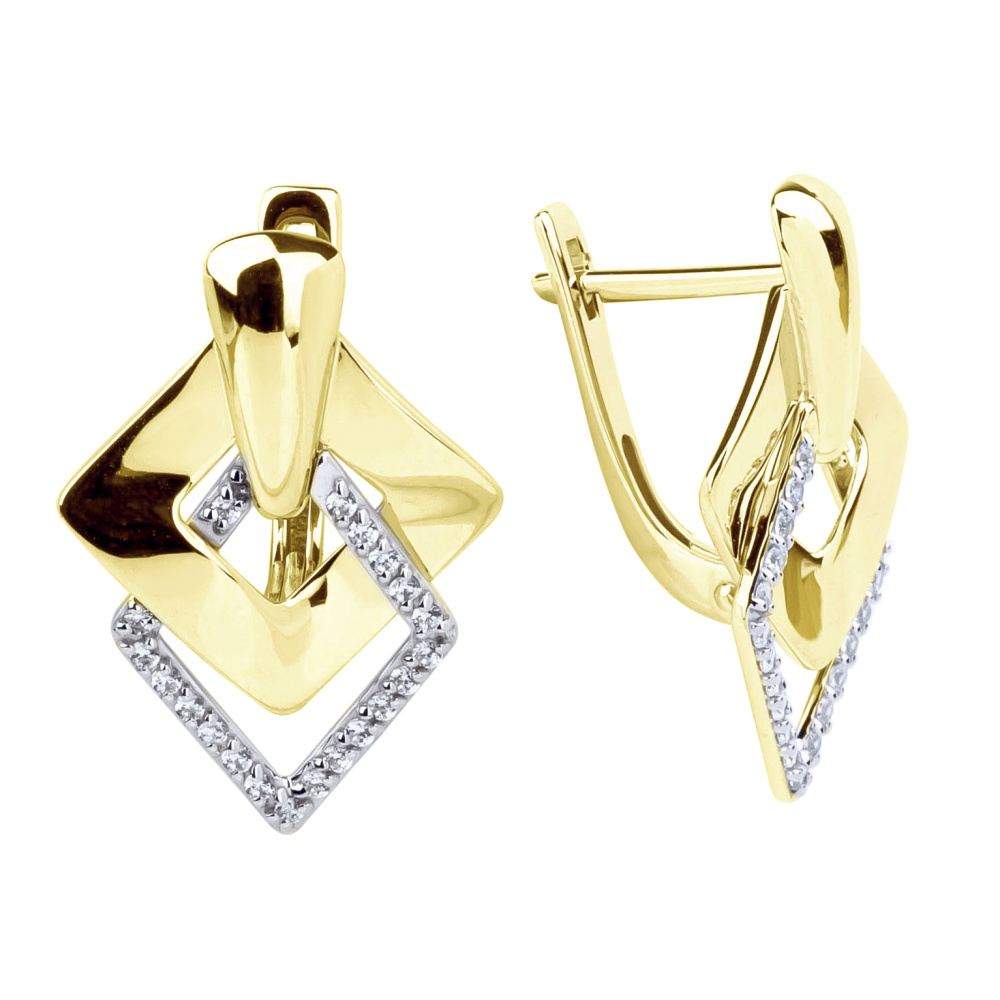 Серьги из желтого золота с фианитами Ювелирное изделие - Серьги из желтого золота с фианитами в магазине Best-Gold 151598