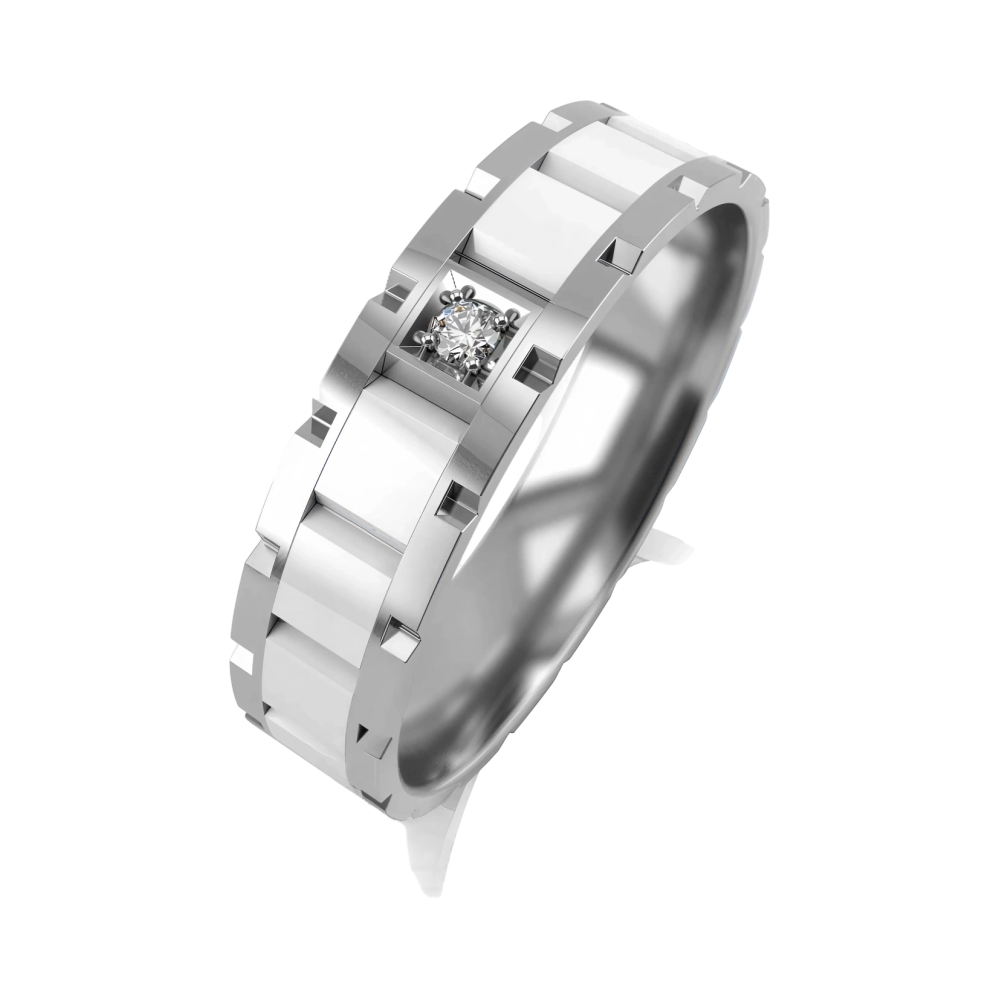 Ювелирное изделие - Обручальное кольцо из белого золота с бриллиантом в магазине Best-Gold 034568