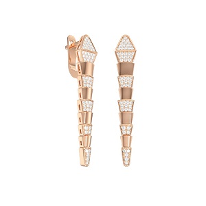 Серьги из красного золота с фианитами Ювелирное изделие - Серьги из красного золота с фианитами в магазине Best-Gold 066864