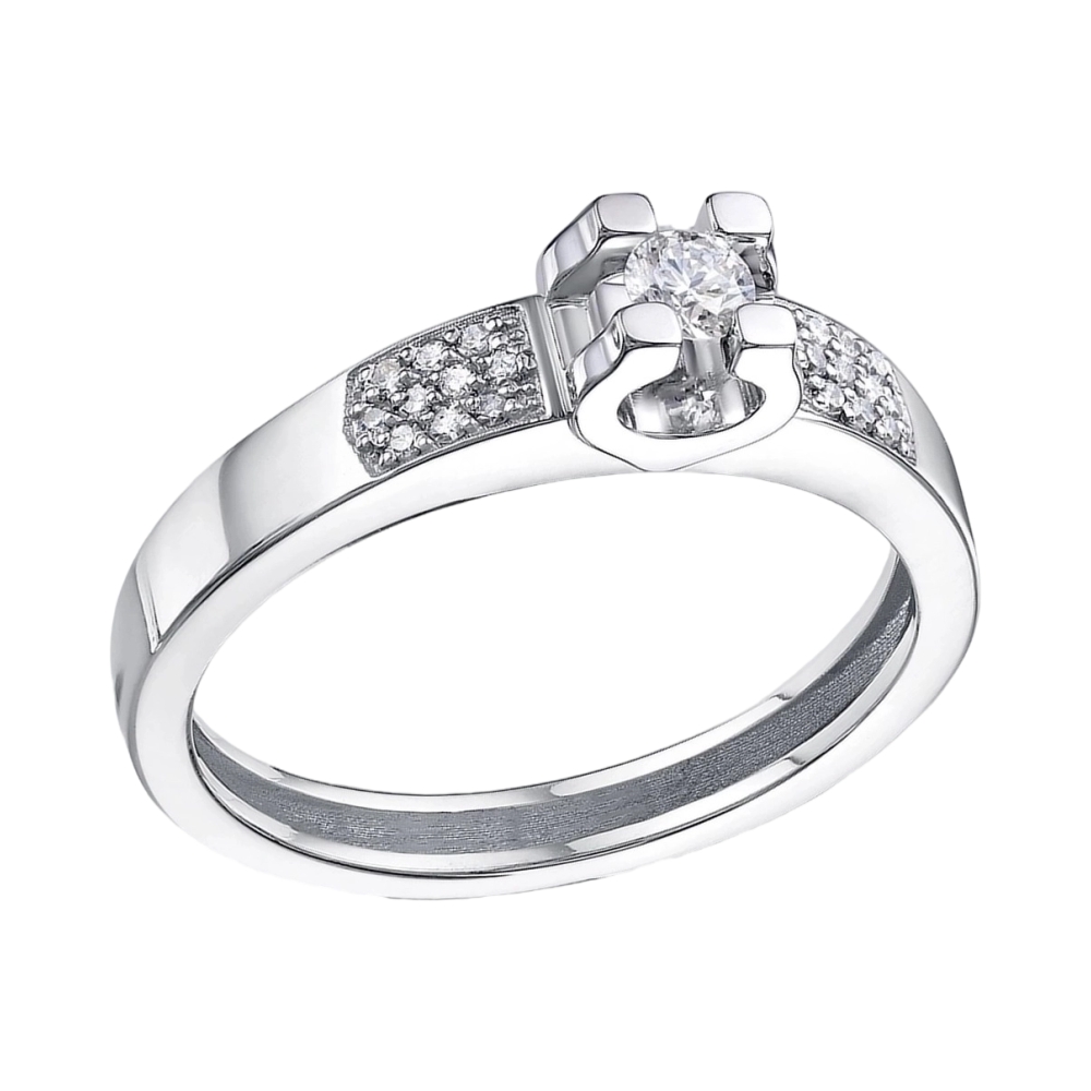 Ювелирное изделие - Кольцо из белого золота с бриллиантами в магазине Best-Gold 144351